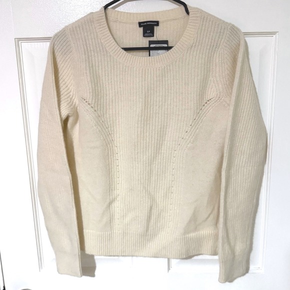 Club Monaco Sweaters - Club Monaco Rumi Sweater Cream Wool Angora Blend Ruffle Hem Small NWT